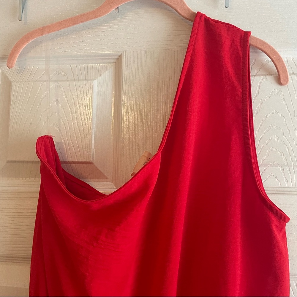 BiBi One-Shoulder Red Romper - Picture 2 of 9